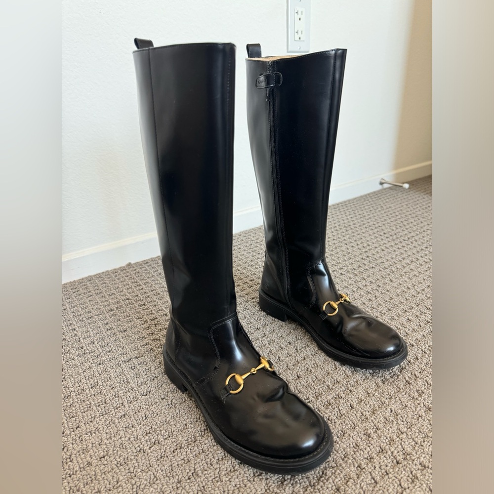 Gucci black leather boots kids, 34. Preowned - Picture 3 of 9